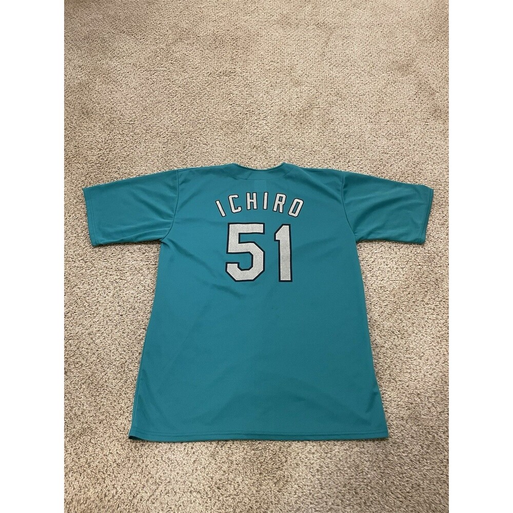 Ichiro Suzuki Teal Mariners Men's Jersey XLarge Baseball MLB - Picture 2 of 4